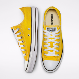 Yellow lowcut all star converse shoes