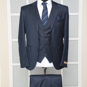 pin stripped Navy blue suit