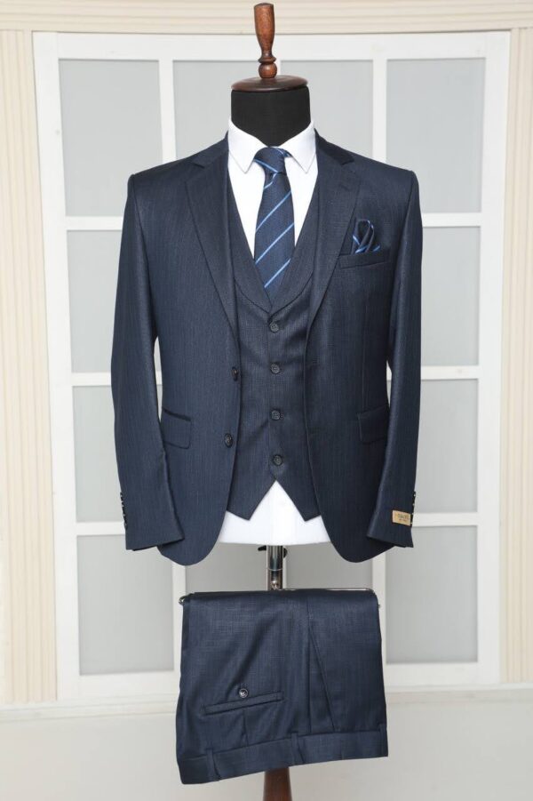 pin stripped Navy blue suit